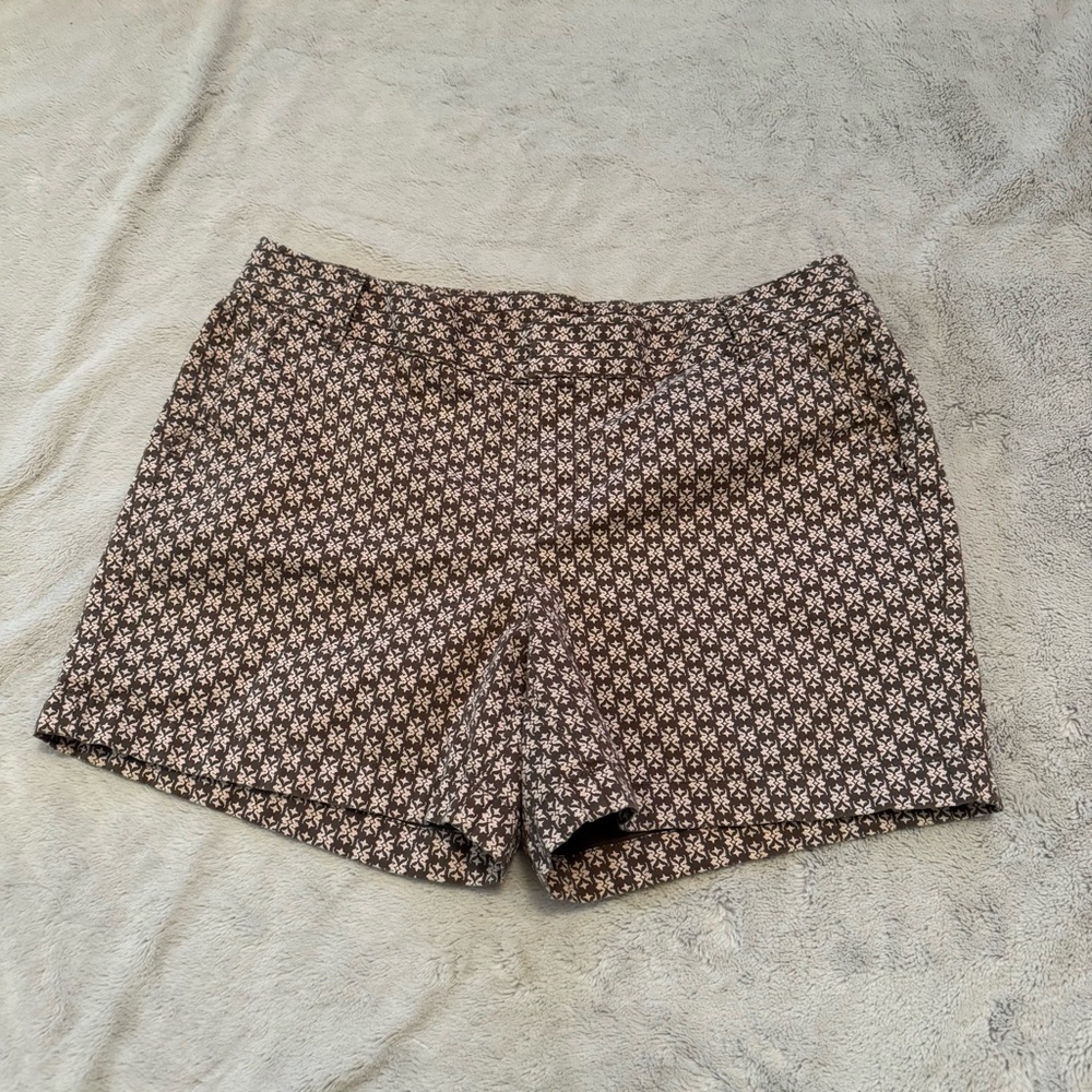 Caslon Patterned Brown and Tan Women's Bermuda Shorts Size 12